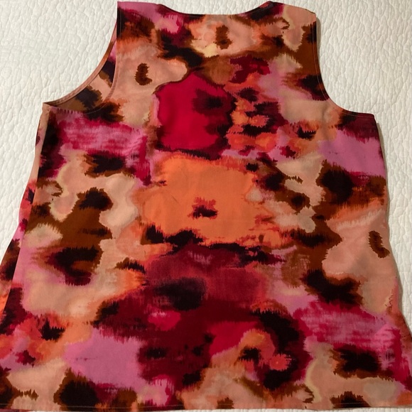 Ann Taylor Loft Ruffle Front Sleeveless Shirt | Size XL | Red-Pink-Orange-Black - Picture 8 of 9